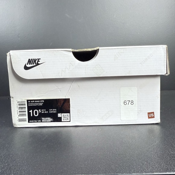 Nike Air Max 270 Athletic Shoes White Platinum Violet Women AH6789-120 Size 10.5 - Picture 15 of 15